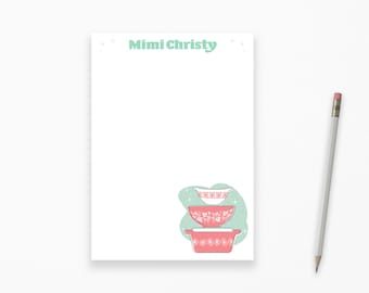 Personalized Notepad with 1950s Glassware Design | Retro Pyrex-Inspired Kitsch Dishware Stationery | Mid-Century Modern Gift for Collectors