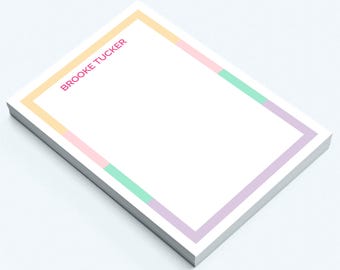 Personalized Pastel Block Border Notepad - Custom Multicolored Bordered Stationery Personalised with Name