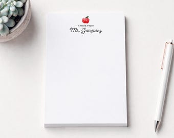 Watercolor Apple Notepad - Custom Teacher Gift Personalized End of Year Gifts for Teachers