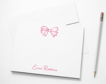 Personalized Ribbon Notecards Custom Thank You Cards Preppy Notecards Pretty Stationery Gift for Her Girly