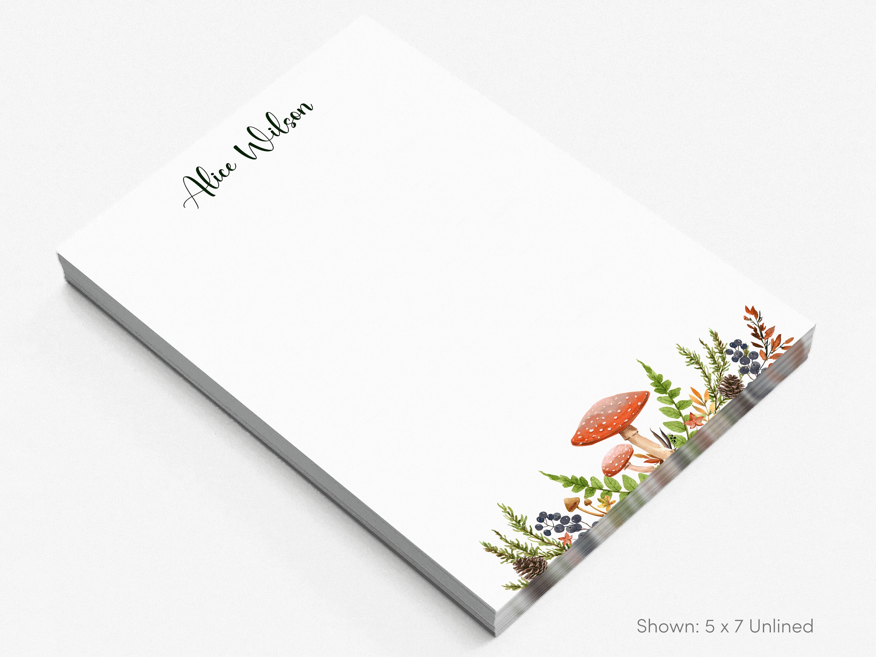 Personalized Whimsical Forest Notepad Custom Mushroom Stationery Gift ...