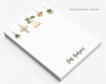 Bloc de notas personalizado: diseño de plantas colgantes, papelería para amantes de las plantas.