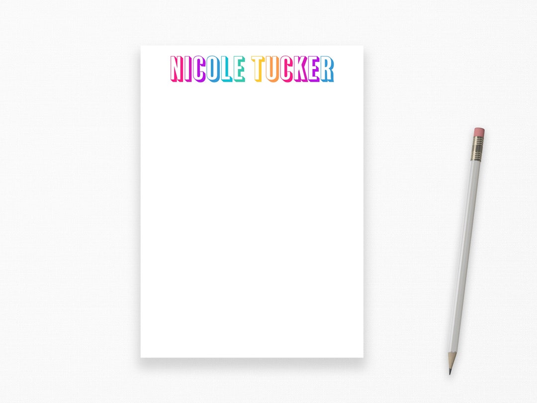 Personalized Rainbow Name Notepad | Bold Block Font & Colorful Letters ...