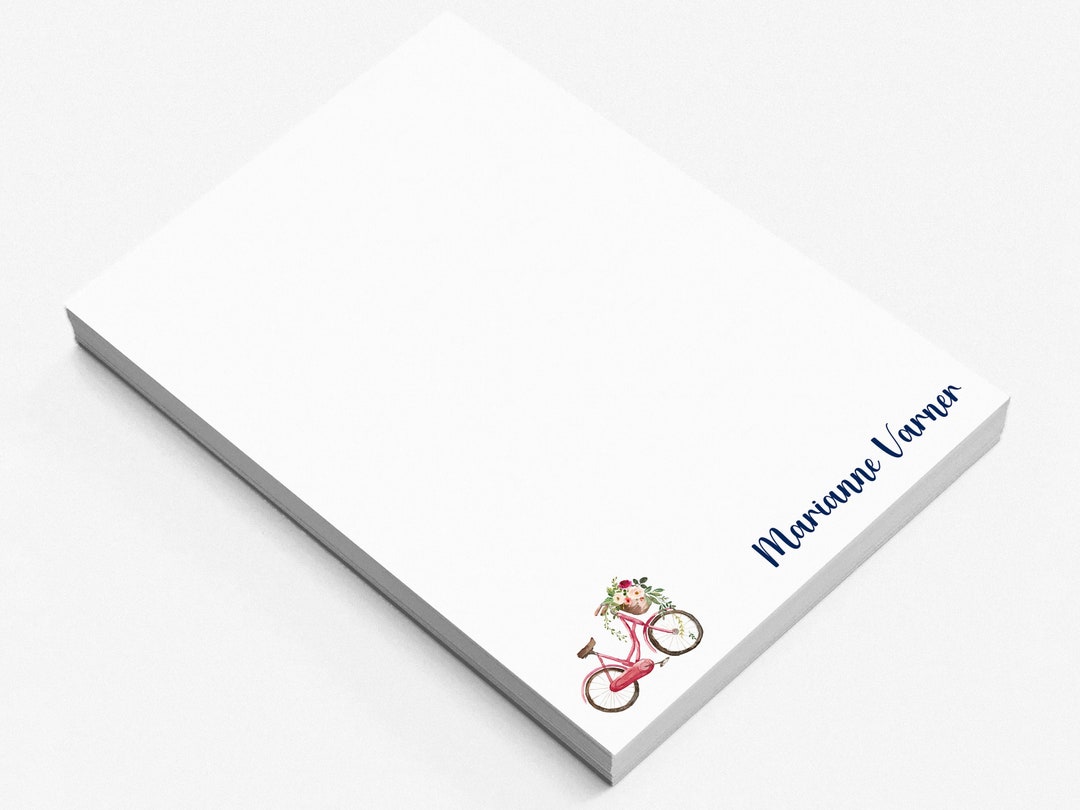 Personalized Bicycle and Floral Notepad Custom Notes With Name Unique ...