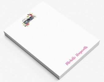 Personalized Floral Camera Notepad: Photographer Gift Stationery