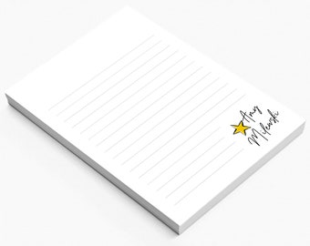 Personalized Notepad with Customizable Star and Signature Style Font, Custom Stationery, Unique Notepad, Personalized Gift