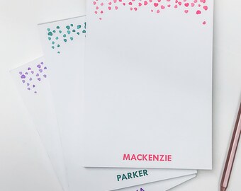 Heart Notepad | Customizable Design with Falling Confetti Hearts | Personalized Stationery