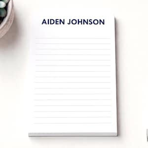 Personalized Notepad, Modern Custom Name Stationery, Simple Writing Pad, Professional Desk Gift for Him or Her