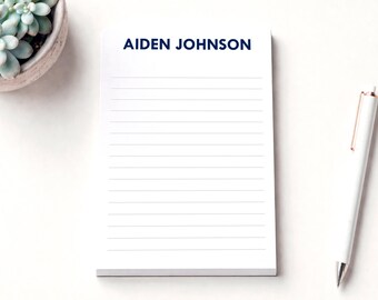 Personalized Notepad, Modern Custom Name Stationery, Simple Writing Pad, Professional Desk Gift for Him or Her