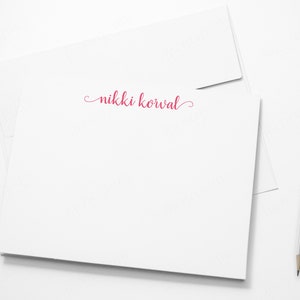 Personalized Note Cards A2 4.5 x 5.5 Inches, Swash Script, Calligraphy Note Card Set