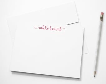 Personalized Note Cards A2 4.5 x 5.5 Inches, Swash Script, Calligraphy Note Card Set