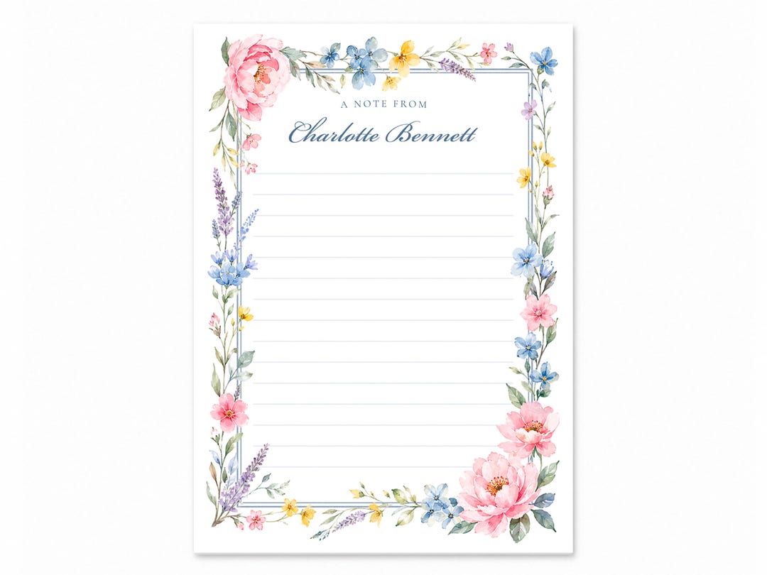 Fairytale Wildflower Notepad | Personalized Floral Stationery Gift | A ...