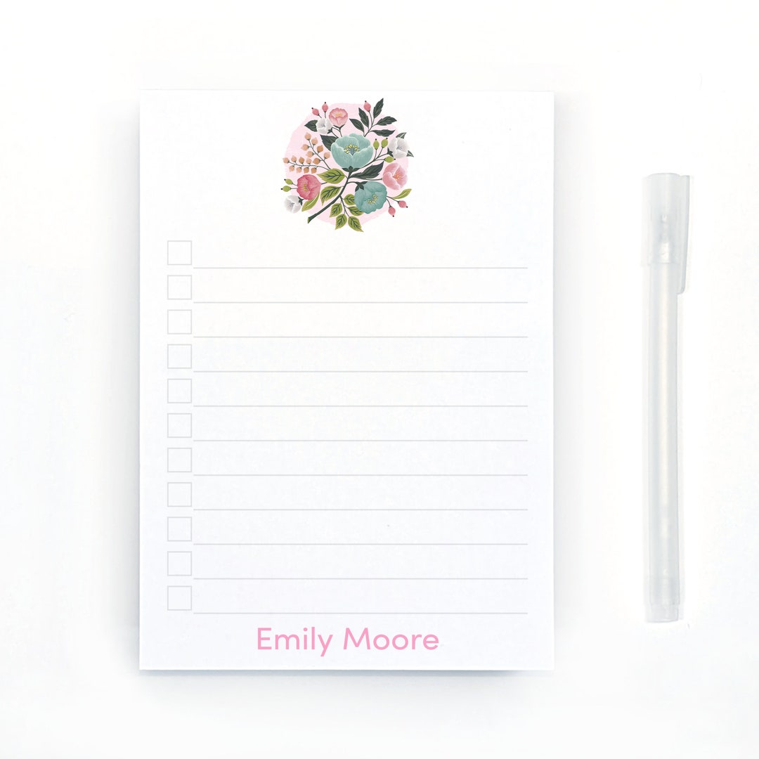 Personalized Floral to Do List Notepad, Custom Vintage Florals ...