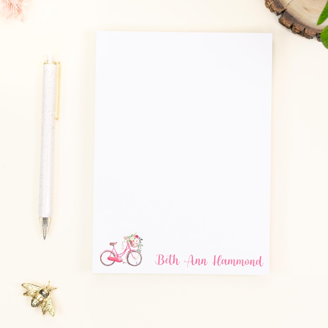Personalized Watercolor Floral Bicycle Notepad | Gift for Cyclists ...