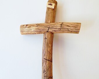 12" Spruce Wood w/INRI and Insect Trails Cross