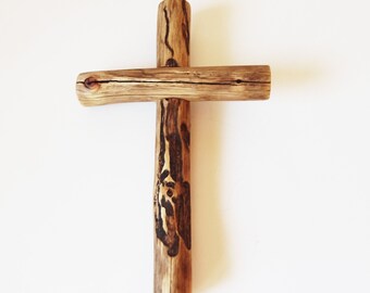 8 Inch Fir Wood Cross w/Insect Trails