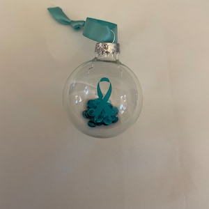 Teal ribbon ovarian cancer survivor ornament