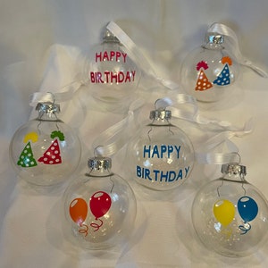 Happy Birthday ornaments set of 6