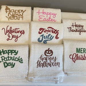 Holiday kitchen towels set of 8