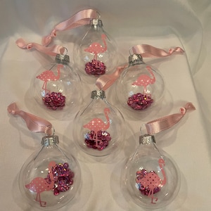 Flamingo ornament set of 6 pink
