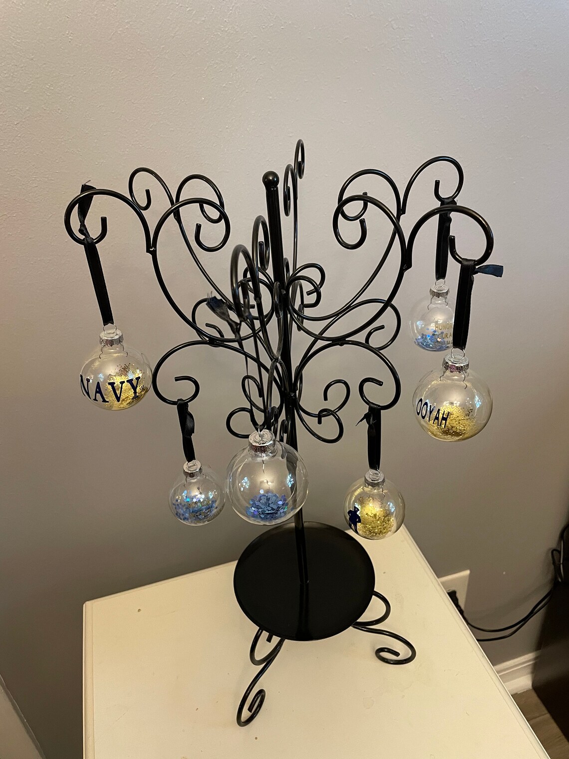 Navy Ornaments Set of 6 Etsy