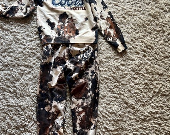 Cowhide sweats reverse bleaching trendy sweats unisex western clothes cozy season country vibe cow print pants country wear cowboy clothes