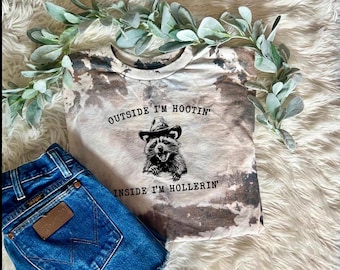 Lustiges Waschbär Cowboy gebleichtes T-Shirt: Western Meme Shirt
