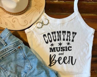 Western Graphic Crop Tank Top: Country Girl Rodeo Tee