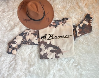 Cowhide Sweatshirt, Retro car Shirt, American Car Shirt, Retro Outdoors, Reverse tie dye, hand bleached crewneck.