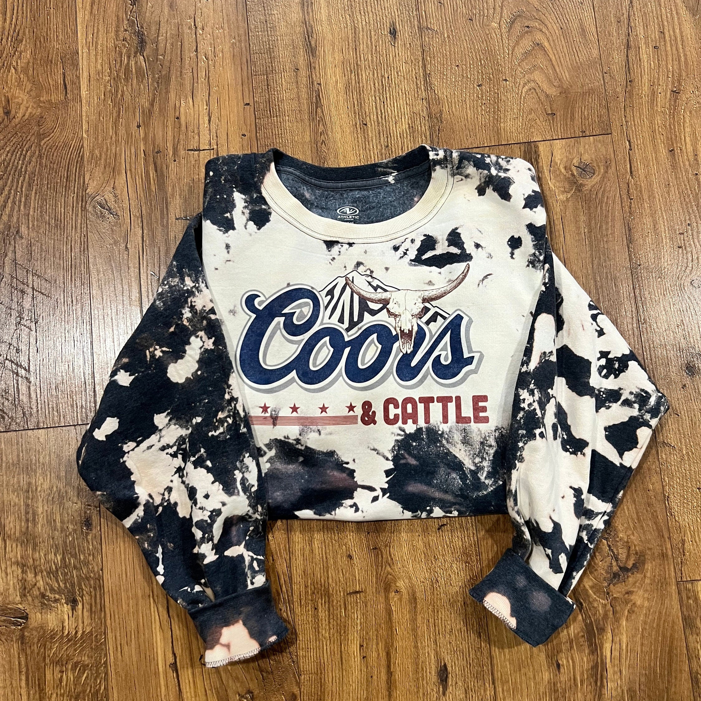 Coors and Cattle Cow Hide Sweatshirt Bleached Sweater Unique Gift Longhorn Cow Lover Farmer Gift for Her Beer Shirt Country Western Concert Etsy UK