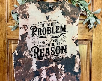 Hand-Bleached Cowhide Fringe Tank Top: Country Concert Shirt