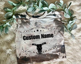 Custom Cowhide Bleached T-Shirt: Country Western Concert Tee