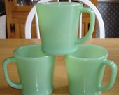Vintage Fire King Jadeite Cup D Handle Coffee Mug Jade-ite Jadite 1950s Anchor Hocking Glass Green Fireking Glass Retro Kitchen Glassware