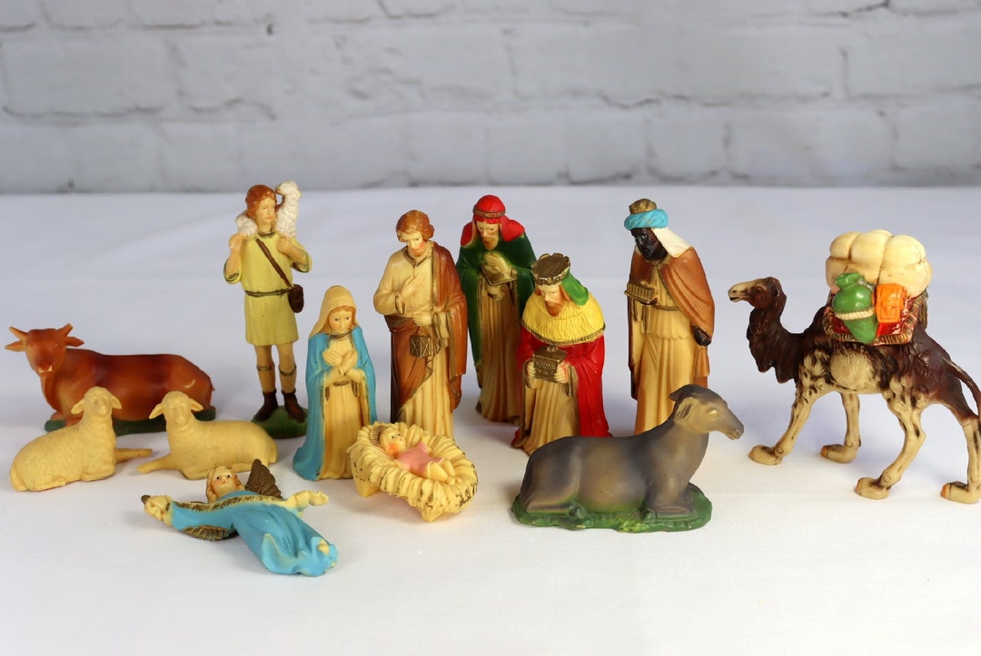 Vintage Nativity Set Characters Art Plastics Hong Kong 1970s Etsy