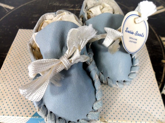 Vintage Baby Shoes Baby Moccasins Genuine Leather… - image 5