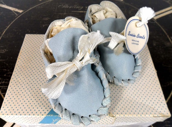 Vintage Baby Shoes Baby Moccasins Genuine Leather… - image 3