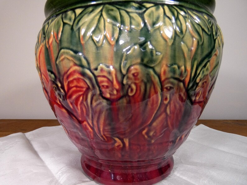 Antique Roseville Pottery Jardiniere Majolica Blended Glaze Etsy