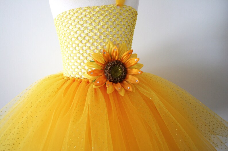 Baby girls Yellow sunflower glitter tutu dress Infant to Etsy