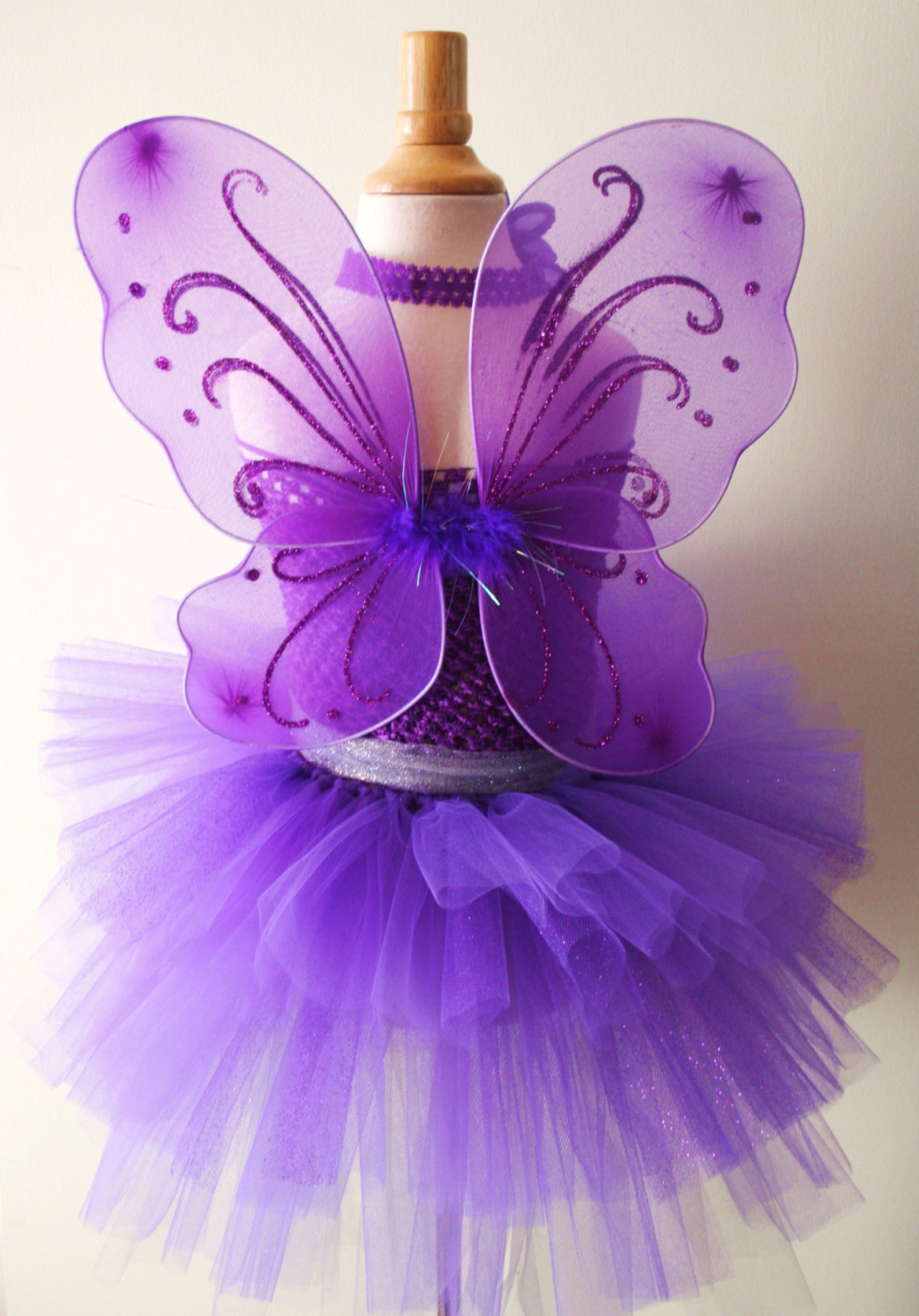 Baby girls purple Butterfly Wings tutu dress with headband set | Etsy
