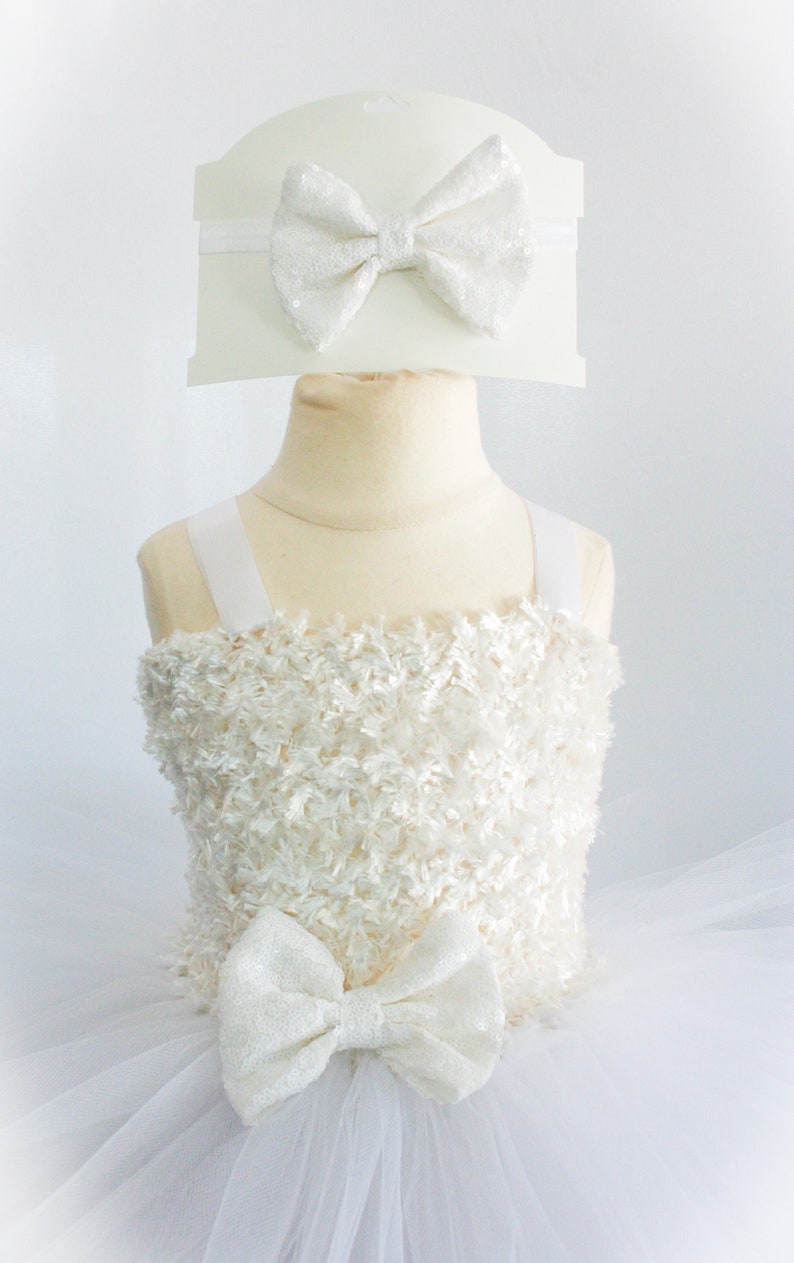 Pick Bow Color Layered White Holiday Tutu Dress for Infants /& Girls