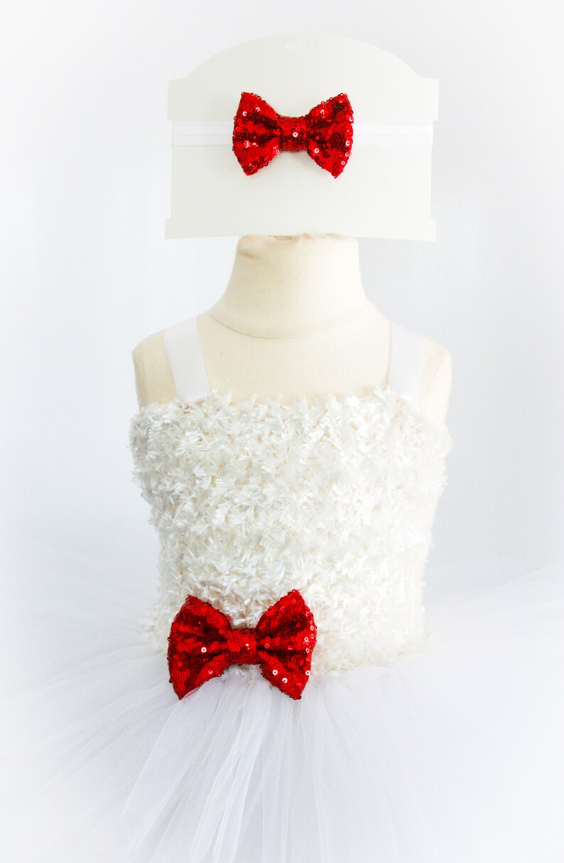 Pick Bow Color Layered White Holiday Tutu Dress for Infants /& Girls