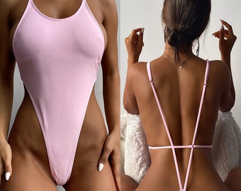Fashion One-piece Swimsuit Womens Triangle Solid Color