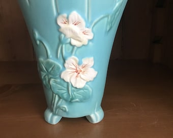 Weller Blue ~ Green vase  ~ Floral design Beautiful REDUCED