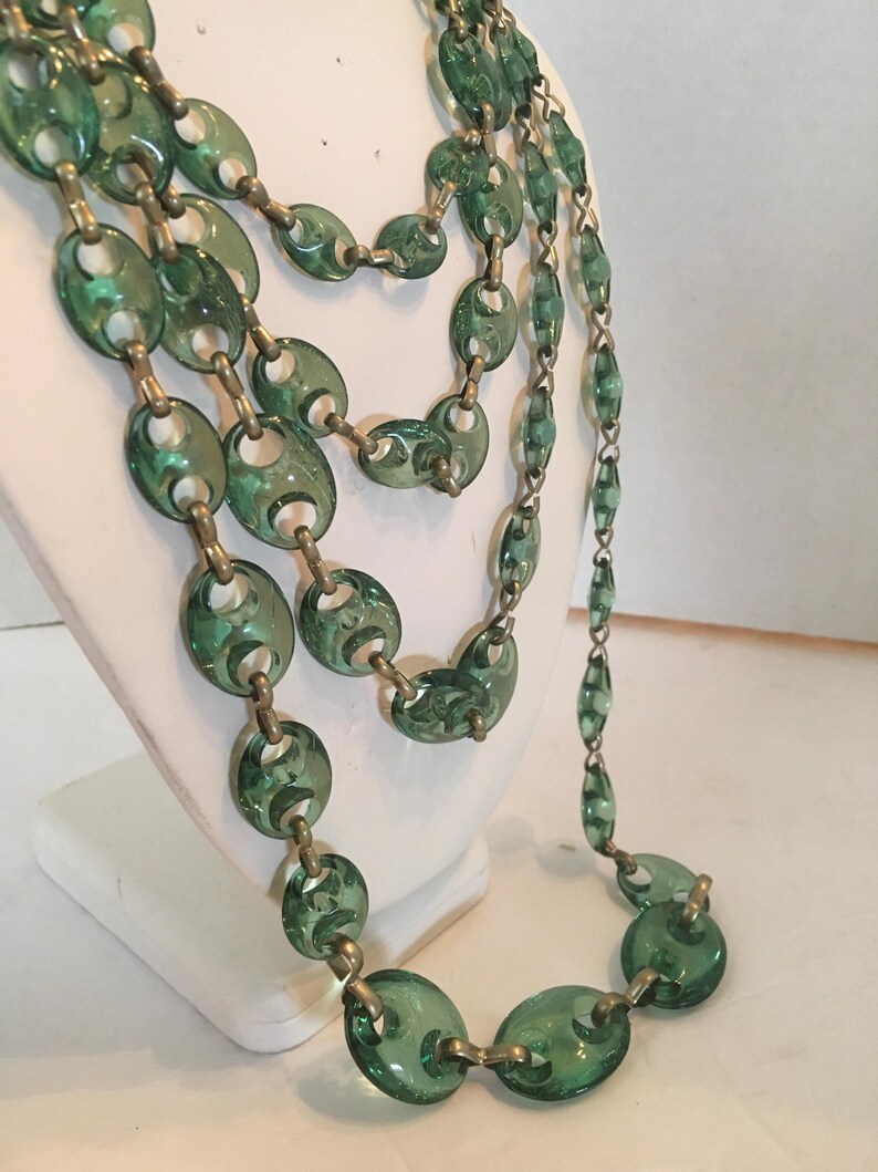 Lovely Boho Layered 4 Strand Acrylic Green Necklace Coldwater Creek Etsy
