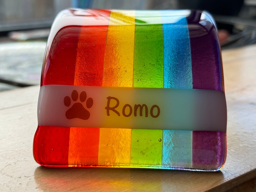 Pet Memorial Rainbow Bridge Fused Glass Sun Catcher Personalized ...