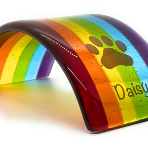 Personalized Glass Rainbow Bridge Pet Memorial Arch | Grave Marker | Sympathy Gift | Dog | Cat (Mini)