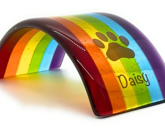 Personalized Glass Rainbow Bridge Pet Memorial Arch | Grave Marker | Sympathy Gift | Dog | Cat (Mini)
