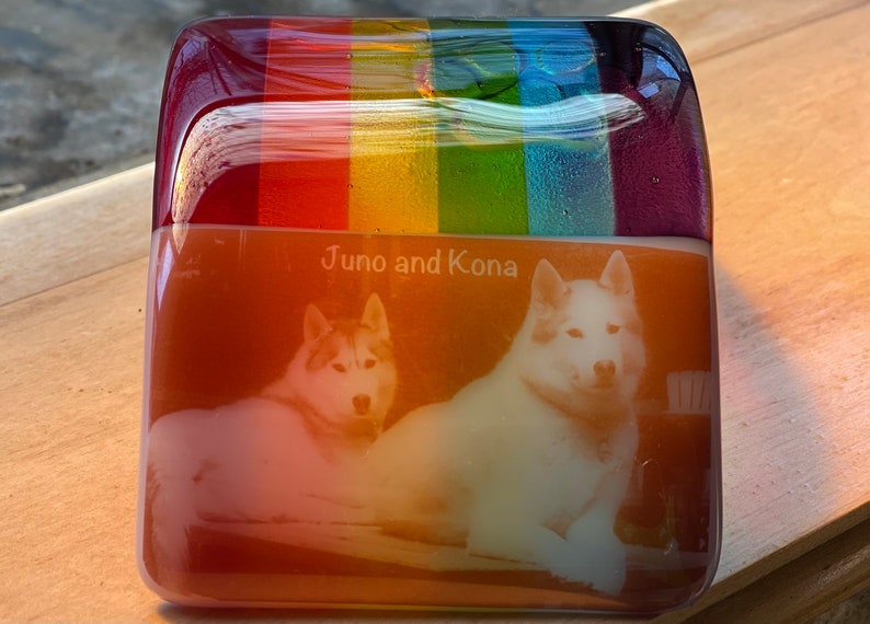 Pet Memorial Photo and Paws Rainbow Bridge Personalized Fused Photo & Paw Arch