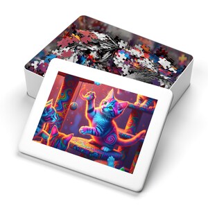 Colorful Cat Jigsaw Puzzle with Tin: Fun Family Activity