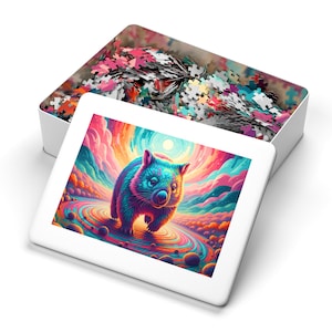 Colorful Wombat Jigsaw Puzzle, Unique Animal Puzzle, Family Game Night, Gift for Nature Lovers, Puzzle Enthusiasts, Eco-Friendly Play